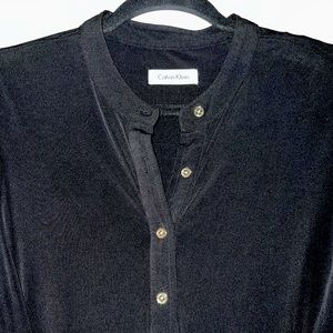 Calvin Klein Dress black size 10 knee length long sleeve gold buttons